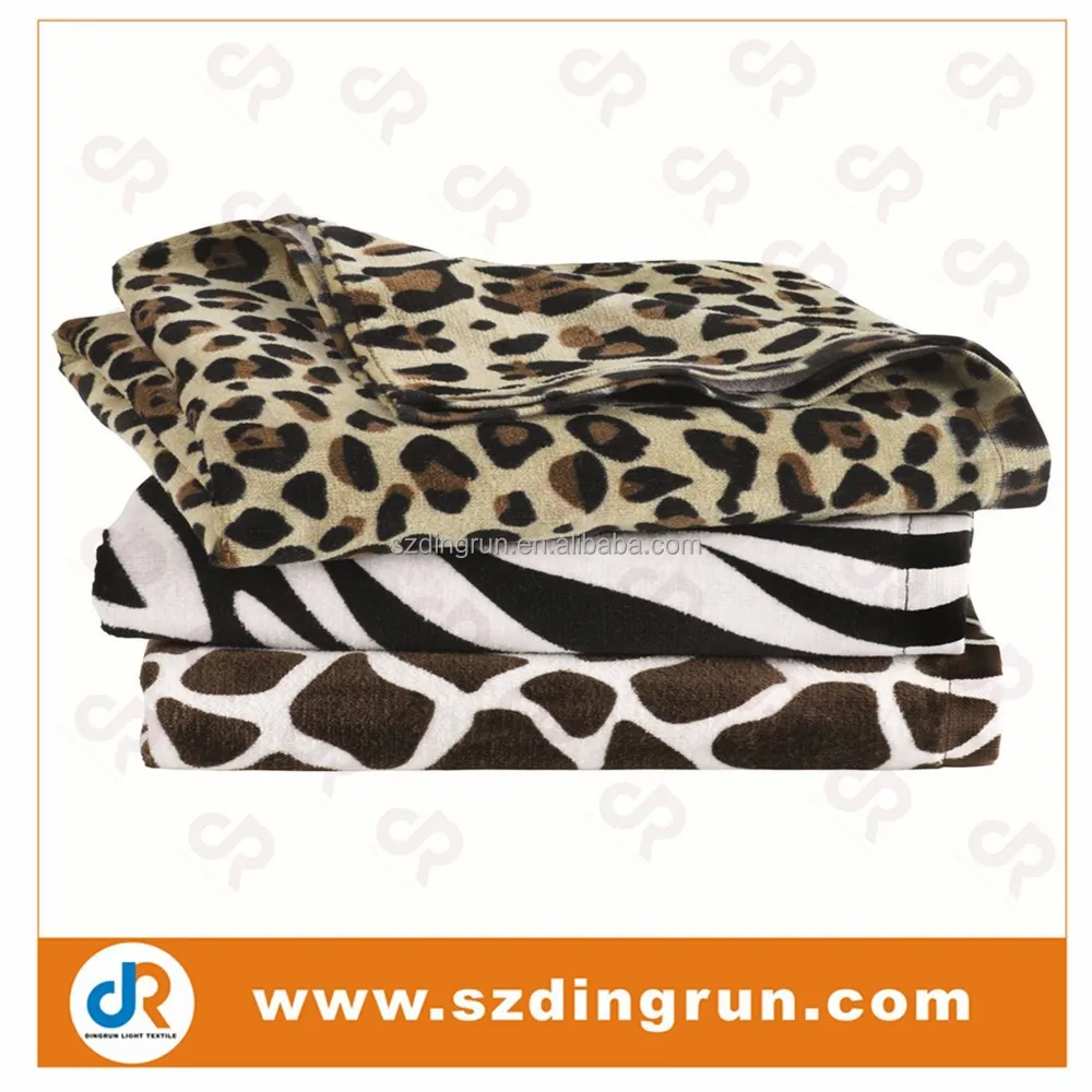 Leopard Print Terry Velour Beach Towels