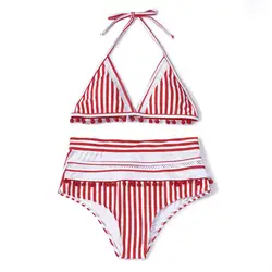Pom Pop Mesh Insert High Waist Swimwear Women Sexy Bikini