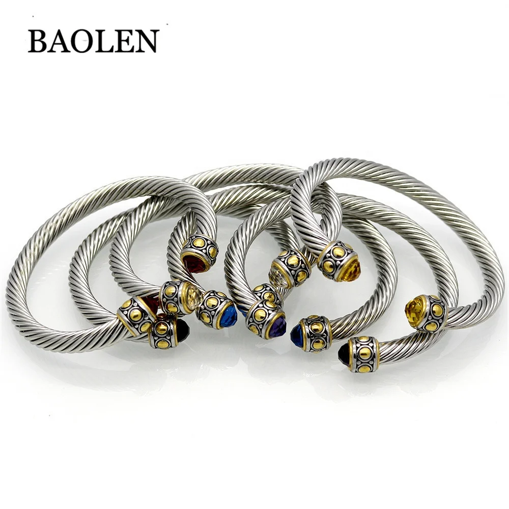 2018 Unisex stainless steel Twisted cable wire wrapped cuff bangle bracelet guangzhou jewelry market wholesale