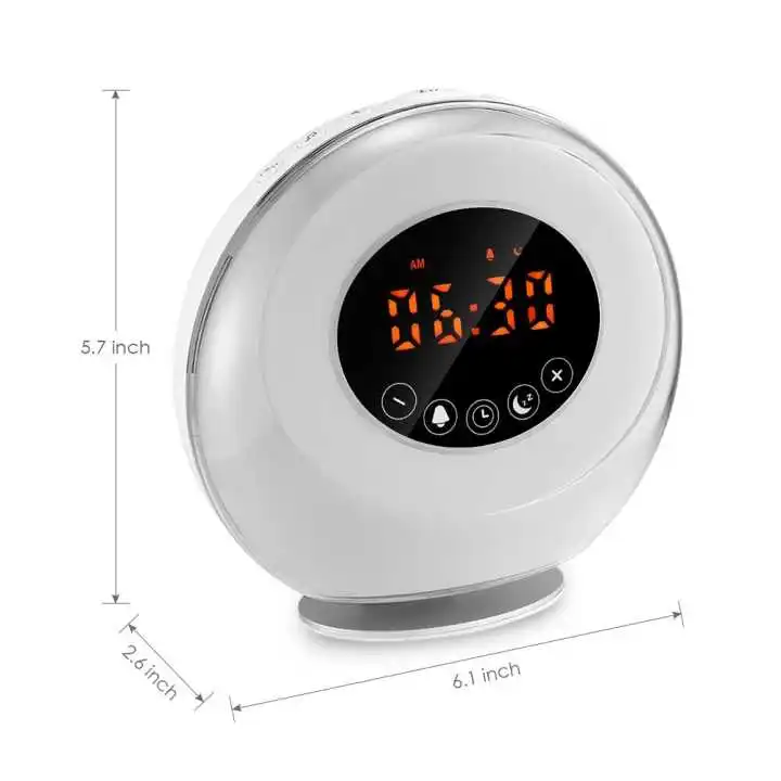 CE rohs led lamp children clock bedroom bed light wake-up light alarm clock with sunrise simulation