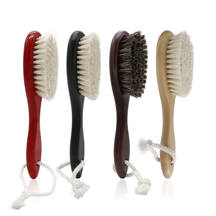 Men Beard Grooming Brush Soft Natural Horse Hair Shave Brush With Wooden Hanging Handle