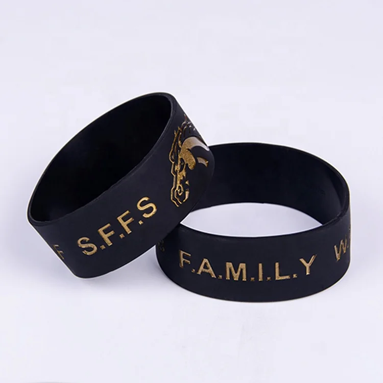 Cool Boy Hand Band Big Custom Silicone Bracelet 1 Inch Rubber Wristband Debossed and Printed Wristband