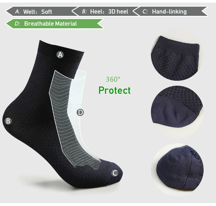 2019 New custom logo men business bamboo carbon black dress socks for men