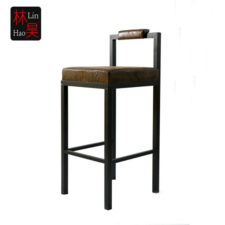 Bar stool high chair, vintage black color metal bar stool chair