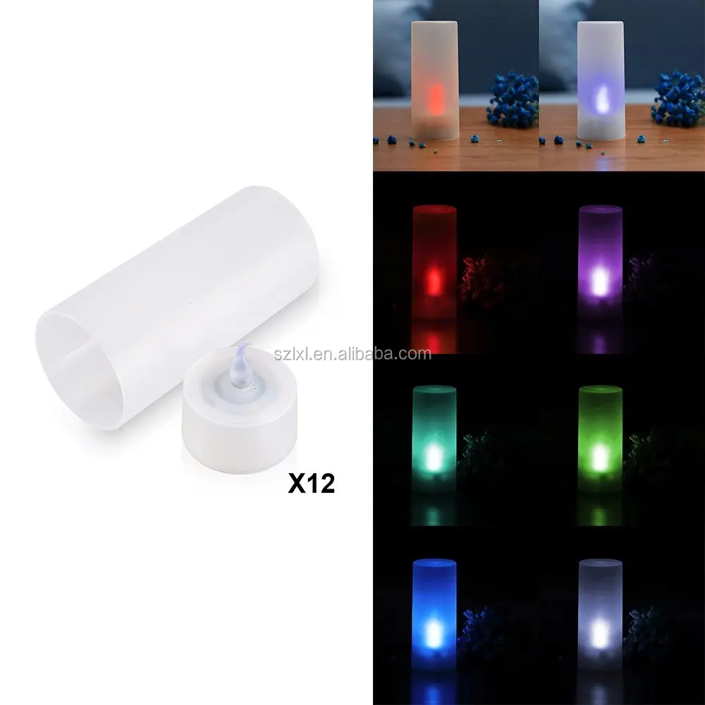 Blowing out Sensor Color changing LED Tealight Candle With Votive Holder