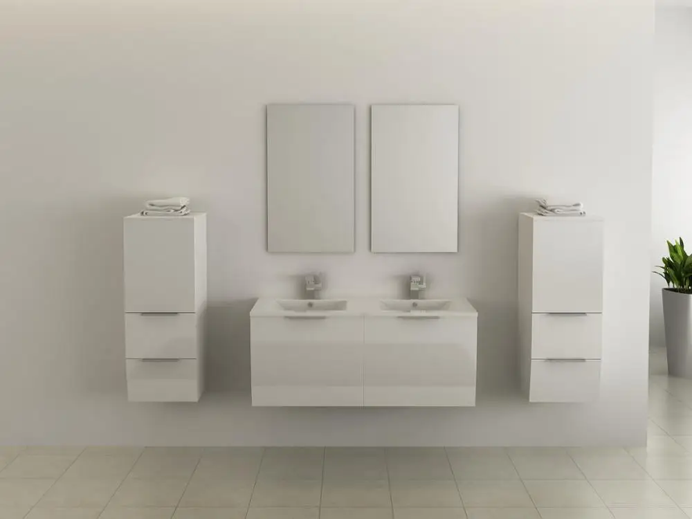 bottom curved Cheap Tiny bathroom furniture  double sinks bathroom wall mount vanity