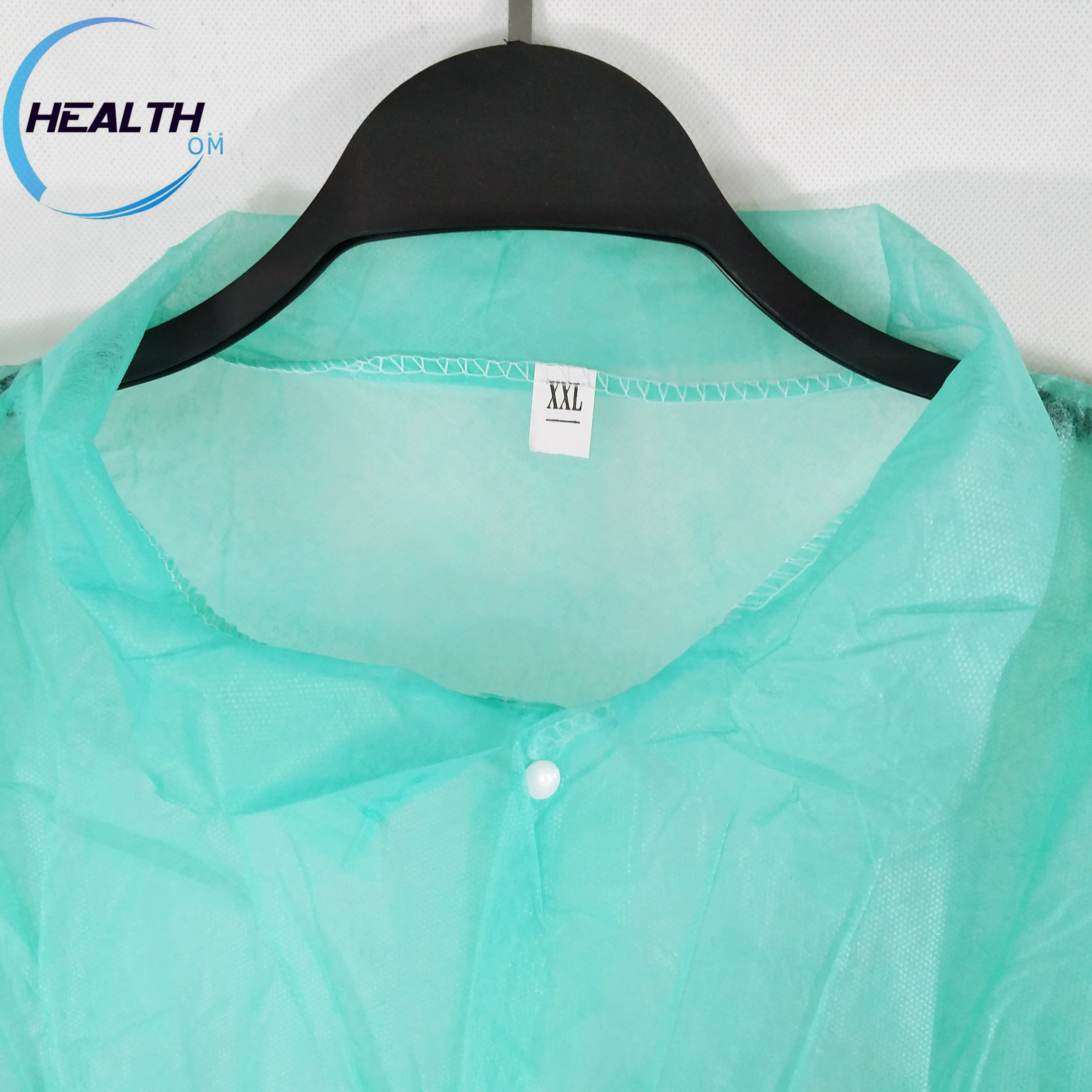 Disposable nonwoven pp lab coat hospital gown green