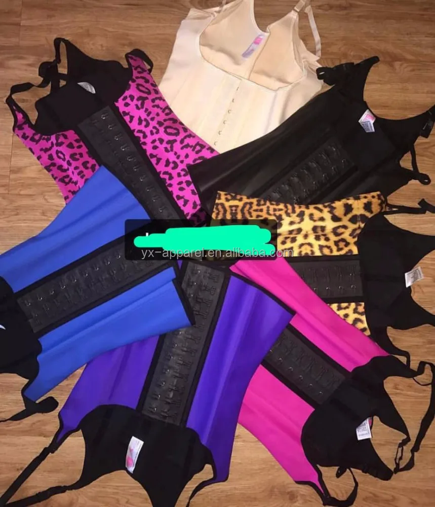 Plus Size 9 Steel Boned Ann Cherry Latex Vest Type Women Corset Waist Trainer Shapers Women Body Shaper Slimming Vest