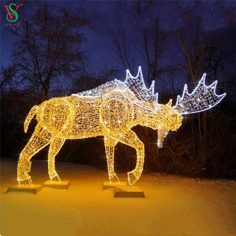 Large Christmas 3D Motif Animated Lighted Giraffe LED Animal Sculpture Lights