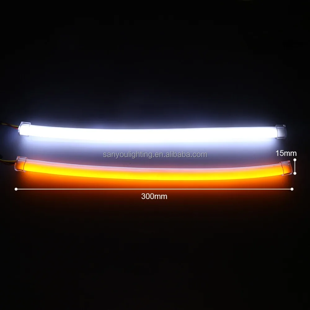 SANYOU LED Strip Lights 12V 9.5W DRL 30/45/60/90cm Double Color Auto LED Light Soft Strip Light