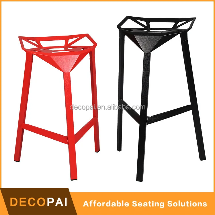 Indoor Comfortable Cheap Casino Restaurant Black Aluminium Bar Stool Metal