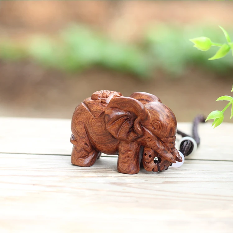 
2019 New Creative Handiwork Article Fine Carved Vivid Wood Elephant Handicraft 