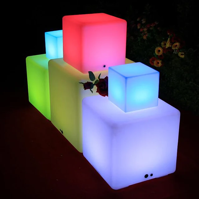 Colorful glowing plastic illuminated led cube seat