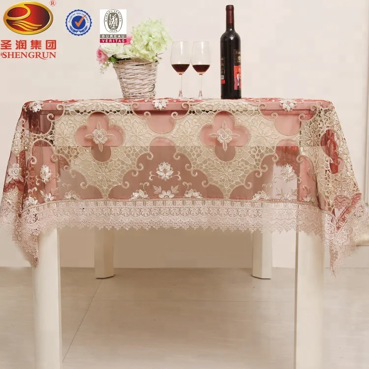 Beautiful new design lace table cloth with the organza