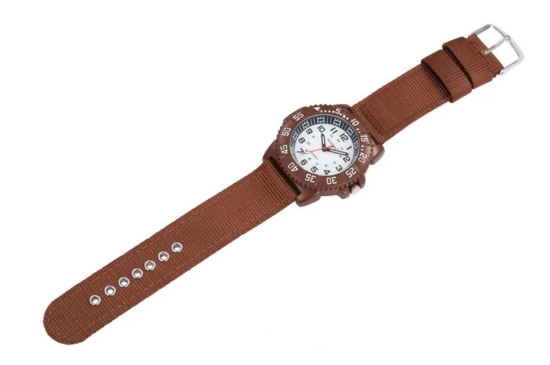 DF2199 Brown Multifunctional rotary outer gear wheel night vision quartz watch for outdoor army men students tactical purpose