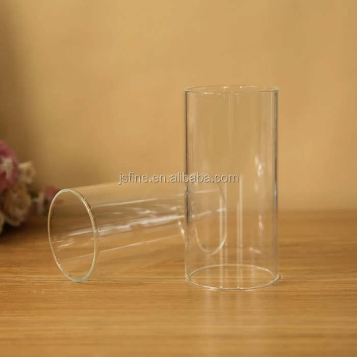 Customized Clear Candle Lamp Cover Tube Cylinder Borosilicate Glass Lamp Shade for Candle and Lighting
