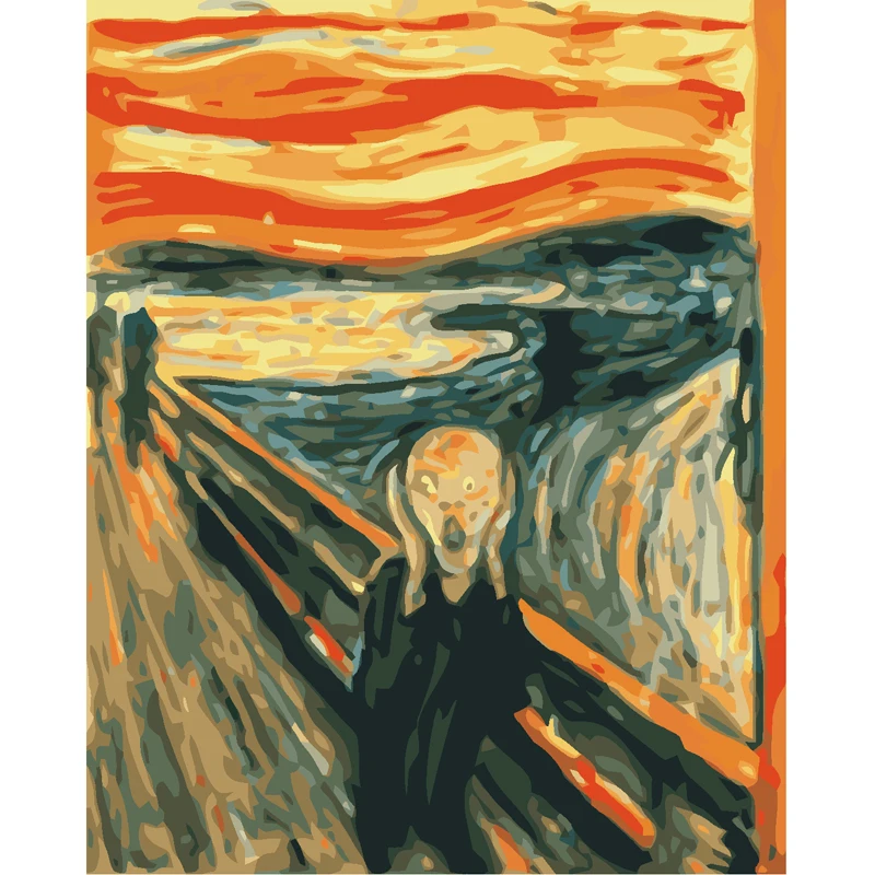 Diy Edvard Munch Reproduction Oil Painting The Scream Paint By Number Kits Oil Painting Home Decor Unique Gift