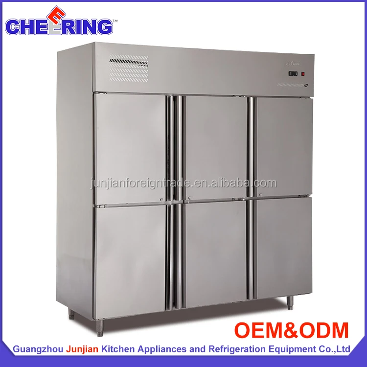kitchen manufacturer refrigeration equipment fan cooling 3 door stainless steel commercial meat refrigerator showcase
