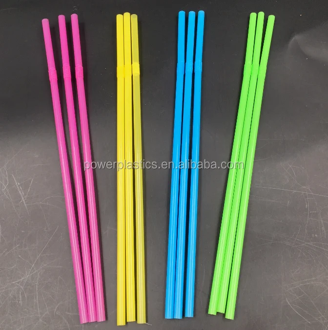 plastic drinking straw 21cm flexible stripe neon straw