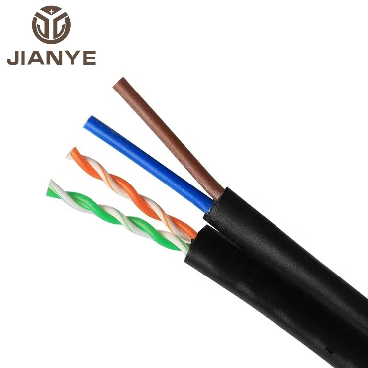 
UTP siamese cable cat5e cat6 lan cable with power cable 