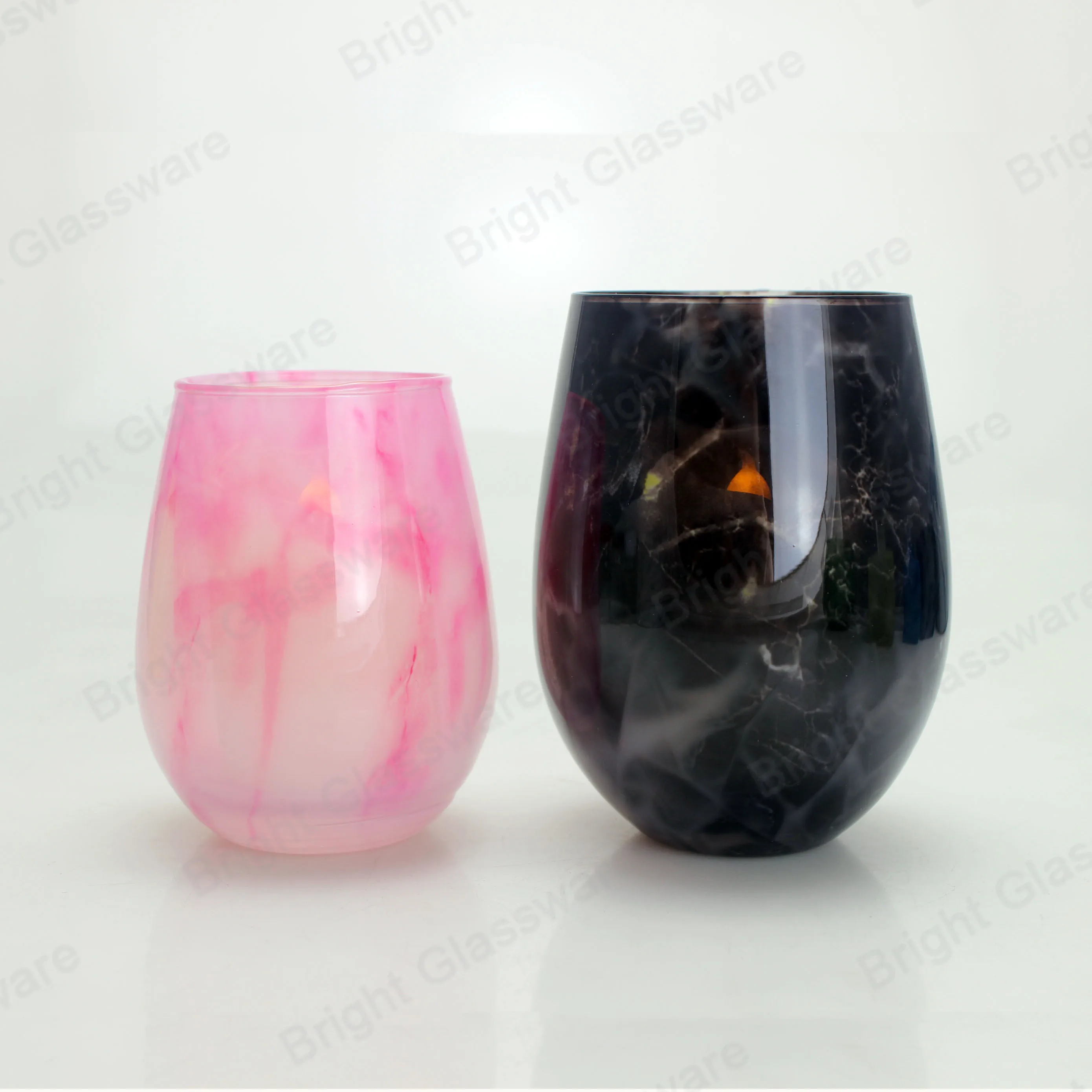 Wholesale high quality black marble natural stone custom logo candle jars holders made in china
