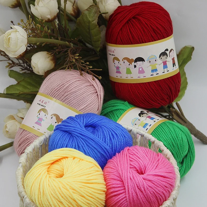 Wholesale  1kg  20Balls  Milk Yarn Cotton  Recycle Healthy  Anti-pilling  Fashion  Milk Cotton Yarn