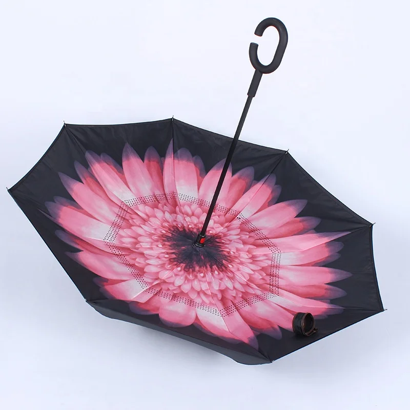 Hot sale OEM acceptable durable quality Double Layer Inverted Umbrella Reverse folding Umbrella for Pharmacy and Library