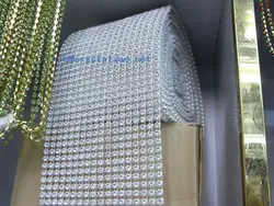 Scissor cut flexible stretch real crystal rhinestone trimming mesh ,24 rows cup chain diamond mesh trimming roll