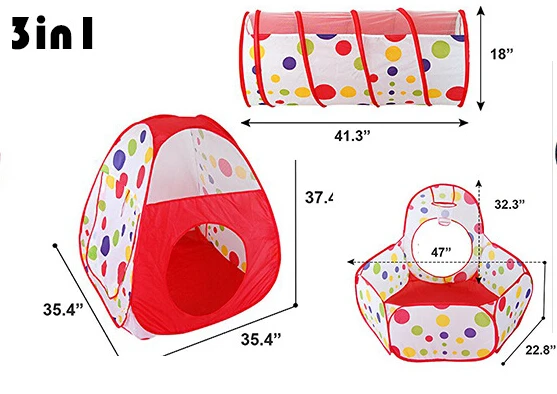 Hot Selling Outdoor Toys 3 in 1 Child Outdoor Wave Point Play Tent with Tunnel