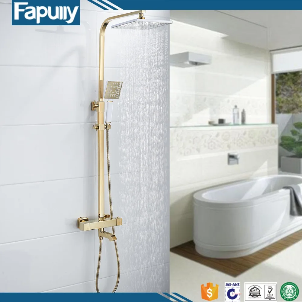 Fapully Brass Shower Body Valve Concealed Gold Bath Mixer Shower Faucet