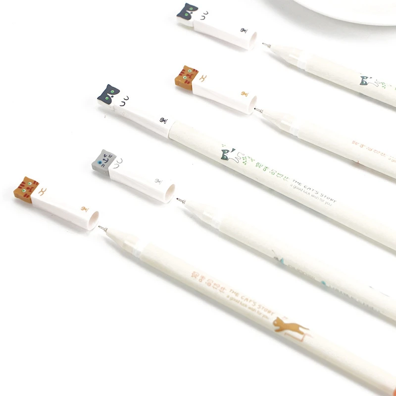 Цветные гелевые ручки 0,38 мм с изображением кошек