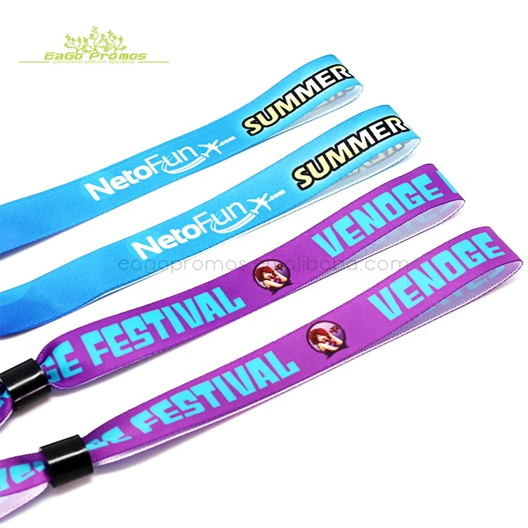 High Quality Custom One-off security full color Sublimation printing satin ribbon bracelet