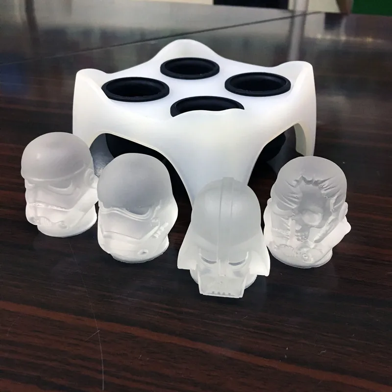 silicone ice cube tray for 4 Cavities Black Warrior Darth vader famous head with stormtrooper head moulds