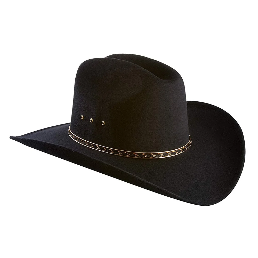 Faux Felt Wide Brim Fedora Western Cowboy Hat