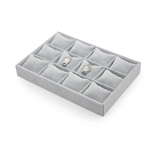High Quality Elegant Luxury Velvet Jewelry Bracelet Bangle Watch Tray Display with Pillow Cushion