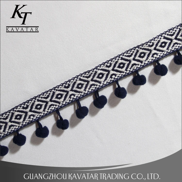 Garment accessories ball fringe trim for decoration,wholesale india pom pom trim