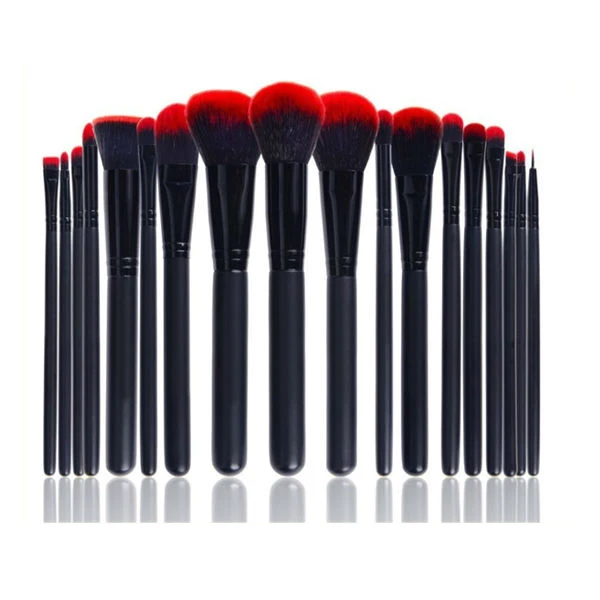 Factory Direct Wholesale Black and Red Hair Makeup Brush 18 pcs Airbrush