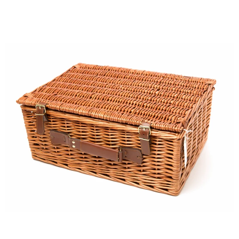 Honey color willow hamper with straps