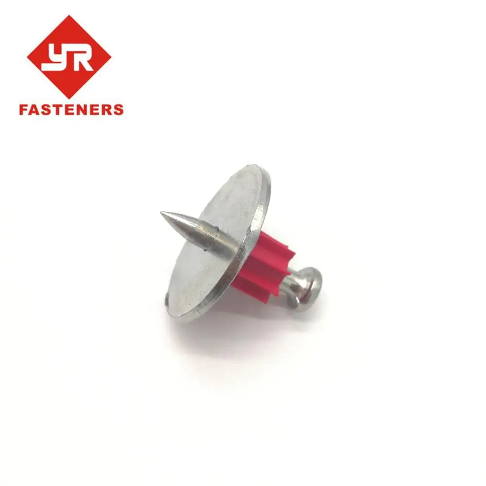 TIANJIN nails factoryDrive pin with metal washer / pin nail PDW low velocity drive pin with flute and steel washer