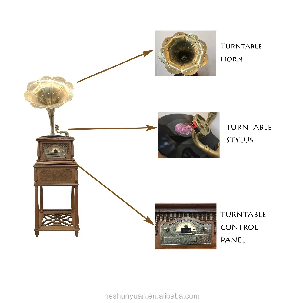 Multi-function Radio Classic Phonograph Gramophones player With CD Turntable Player