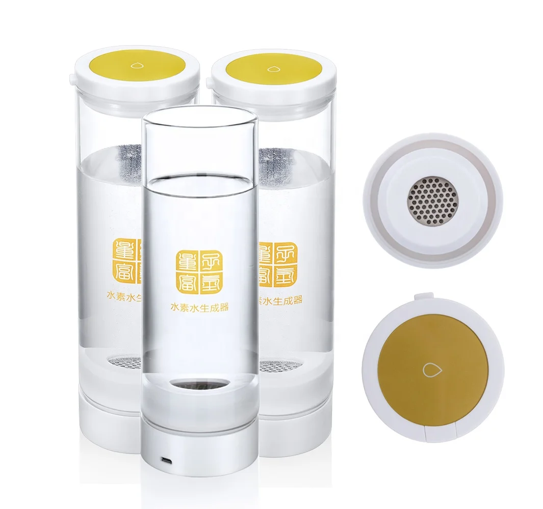 Portable 2.4G Wireless Transmission Cover Hydrogen Water Bottle Advance SPE PEM Base Alkaline Ionized Water Glass Bottle
