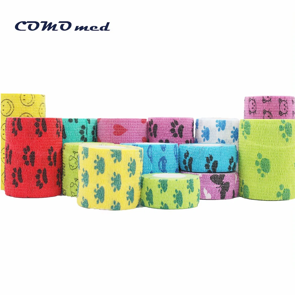Используется Самоклеящаяся Повязка с принтом логотипа когезионная повязка для домашних животных