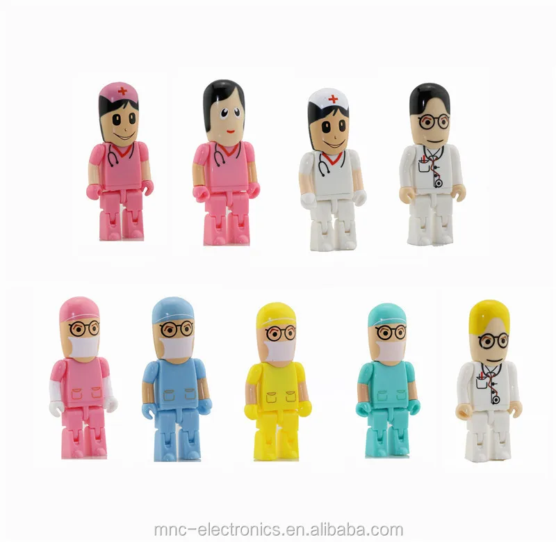 ABS plastic material medical clinic promotion gift custom logo printed 4GB doctor and nurse shape usb stick
