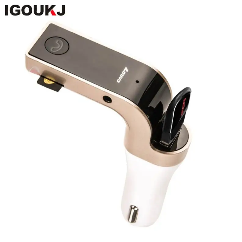 CAR G7 BT FM Transmitter With TF/USB flash drives Music Player SD and USB Charger Features blue ray