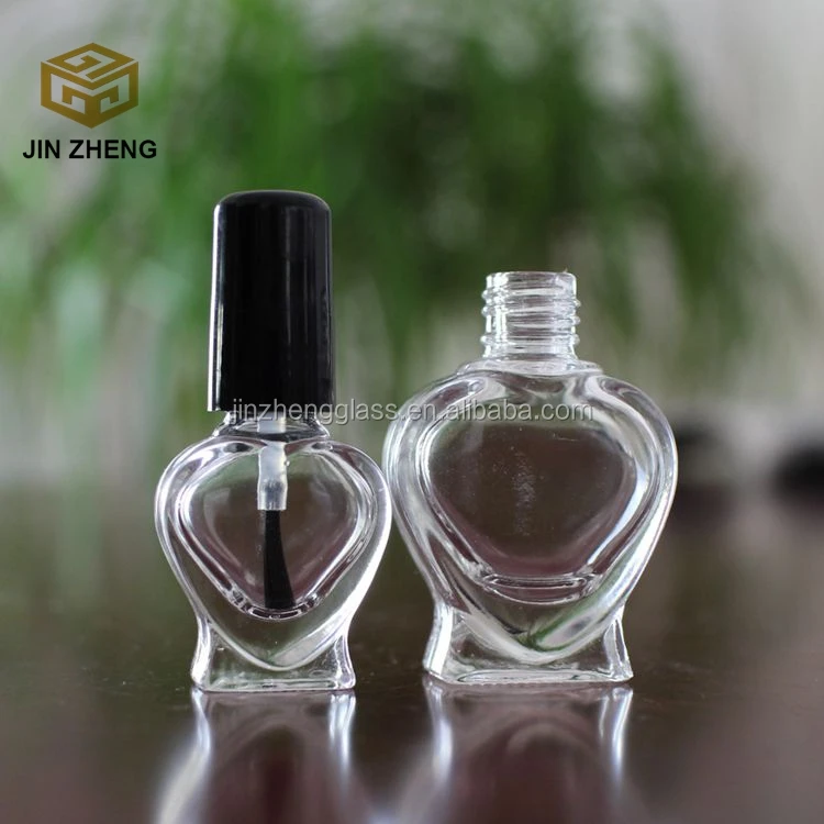 Стеклянные бутылки для лака для ногтей в форме сердца с мешалкой