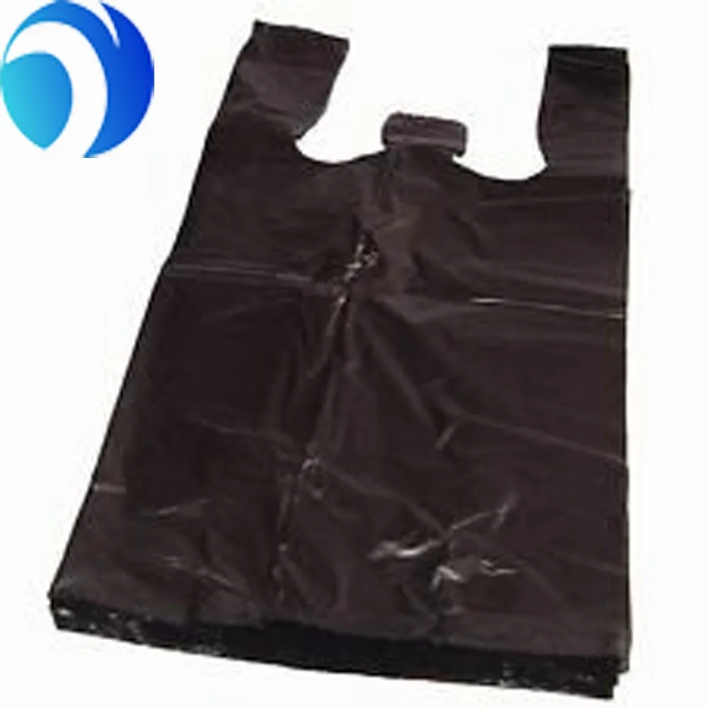 Plastic 100% biodegradable t shirt garbage bag black on roll importers