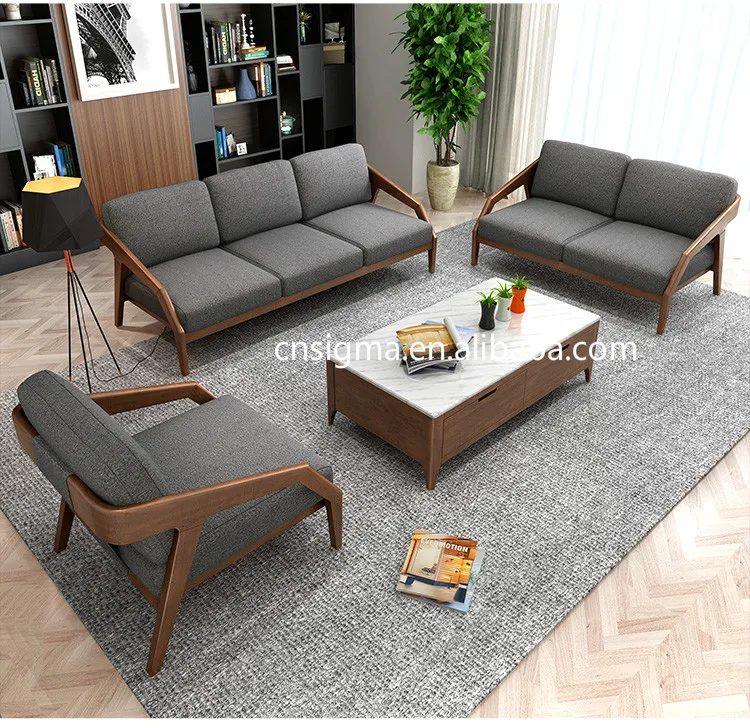 simple design durable living room furniture classic wood sofa