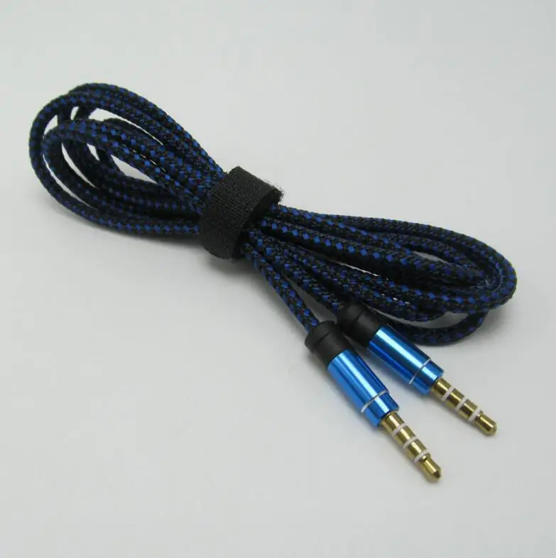 Twine braided Audio cable 1.5 m nylon AUX cable colorful metal 3.5 to 3.5 male