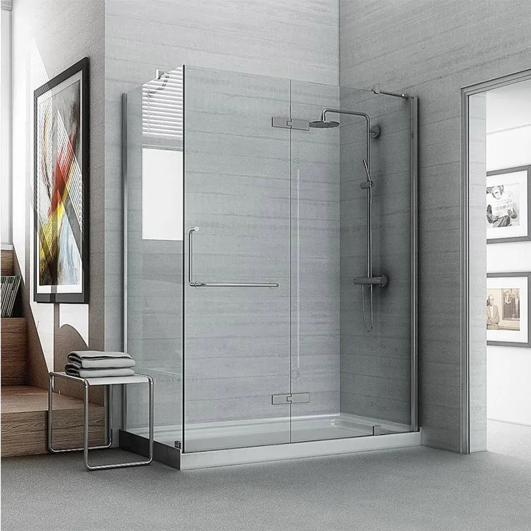 modern cheap bathroom frameless safety tempered small shower glass doors