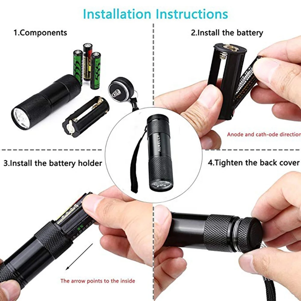  Aukelly охотничий Скорпион 395нм УФ точечный фонарь Ультрафиолетовый светодиодный фонарик 9 светодиодов для поиска мочи собак кошек домашних животных